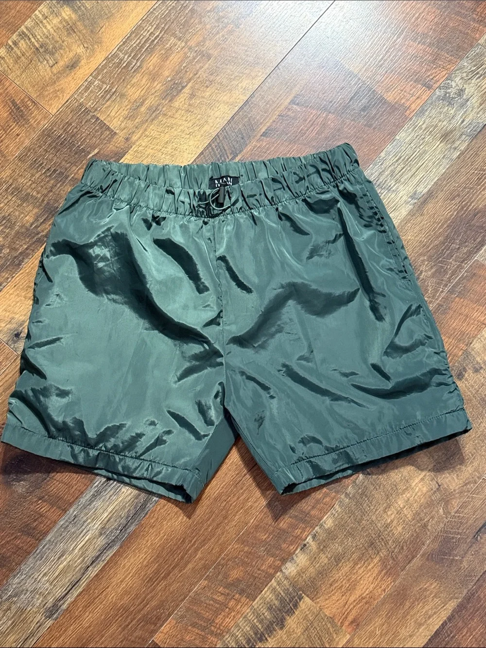 boohooMAN Green Nylon Tracksuit Set Windbreaker 1/4 Zip Jacket & Shorts M